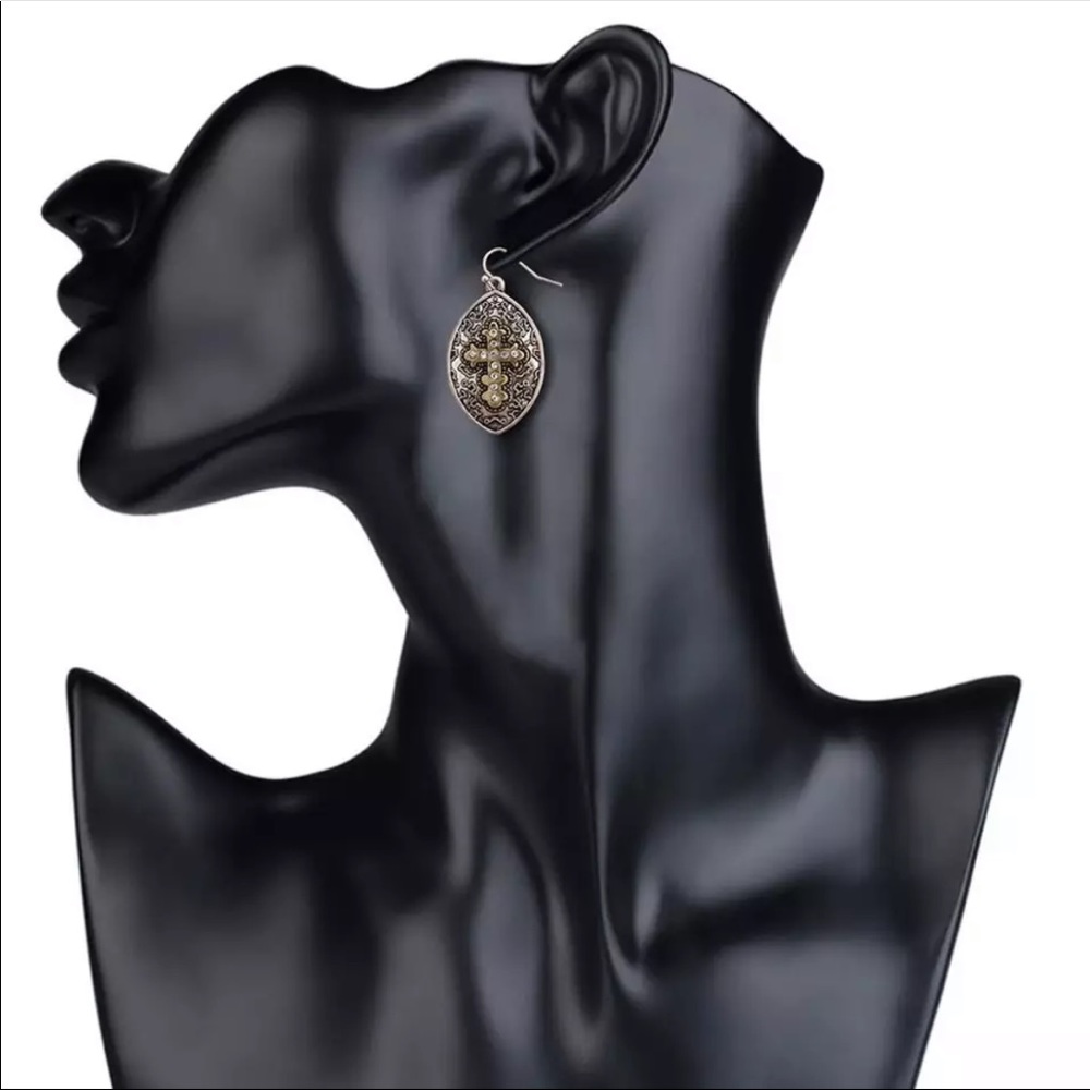 Cross Rhinestone Earrings - Picture 3 of 3